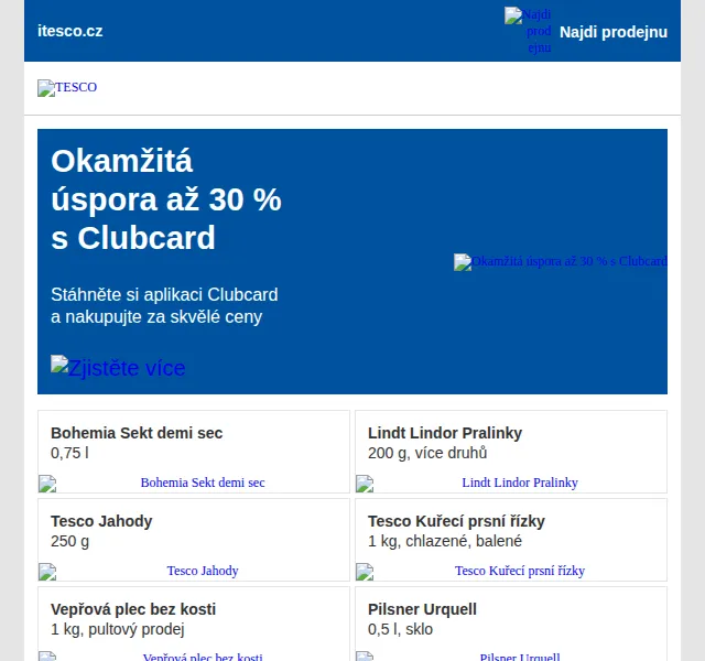 Tesco: Clubcard sleva 30 % – červen 2026 | Nuslet.cz