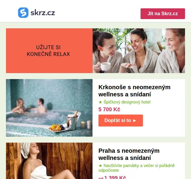 Vánoce na Skrz: wellness pobyty od 1 399 Kč – červen 2026 | Nuslet.cz