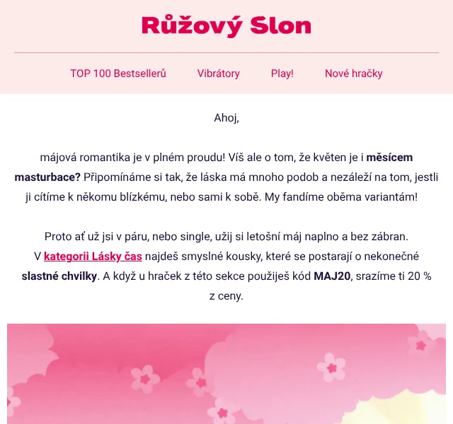 Růžový Slon: 20 % na erotické hračky – květen 2026 | Nuslet