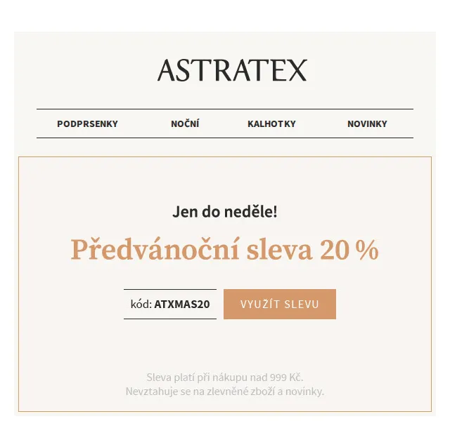 Astratex: Novinky a předvánoční sleva 20 % – červen 2026 | Nuslet.cz