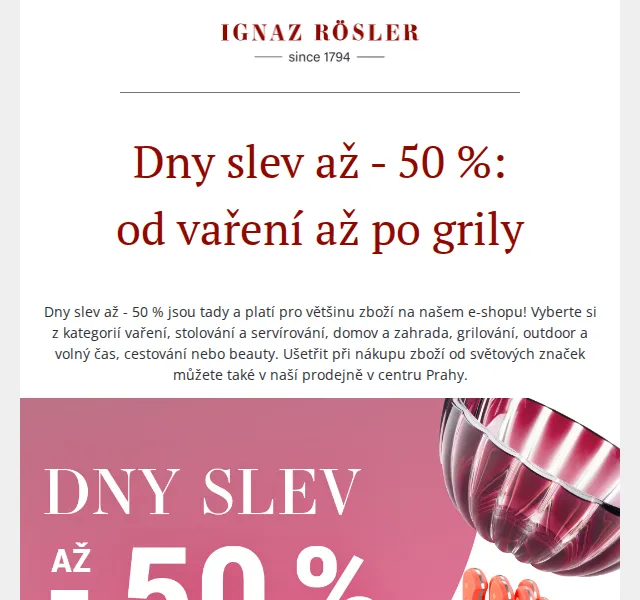 Ignazrosler.cz: Dny slev až -50 % – červenec 2026 | Nuslet.cz