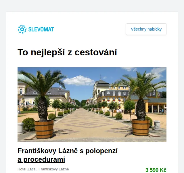 Slevomat: Františkovy Lázně s polopenzí od 3 590 Kč – červen 2026 | Nuslet.cz