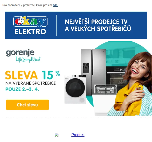 OKAY: Sleva 15 % na spotřebiče Gorenje – červen 2026 | Nuslet.cz
