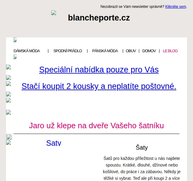 Blancheporte: 2 kousky a poštovné 0 Kč – červen 2026 | Nuslet.cz