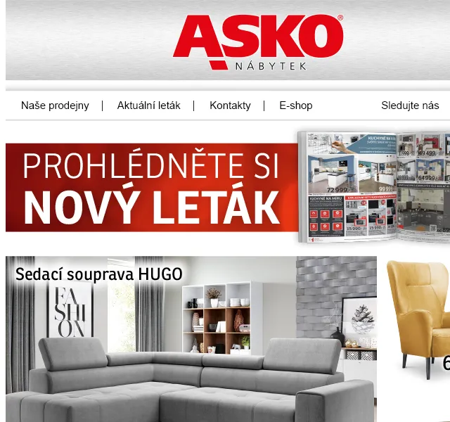 Asko Nábytek: Doprava zdarma na vše – červen 2026 | Nuslet.cz