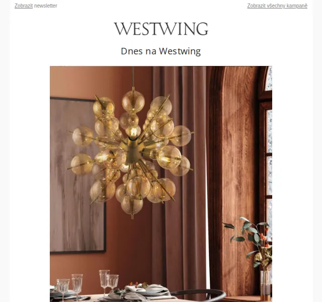 Westwing: lampy glamour, eklektický trend a kosmetika ELIXR – červen 2026 | Nuslet.cz