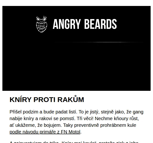 Angrybeards: Triko Kníry maj koule – Movember 2024 | Nuslet.cz