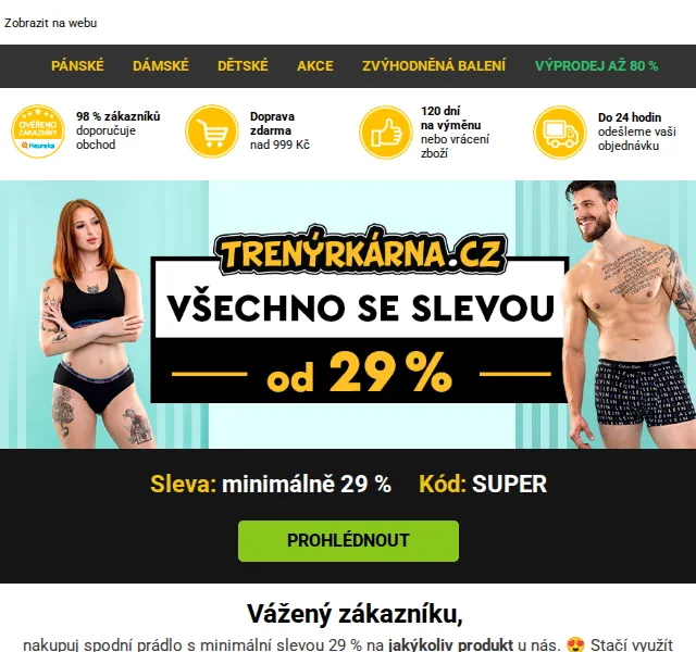 Trenýrkárna.cz: Sleva minimálně 29 % na spodní prádlo – červen 2026 | Nuslet.cz