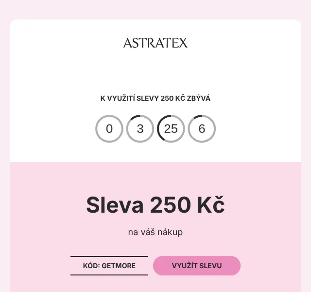 Astratex.cz: sleva 250 Kč na nákup – duben 2026