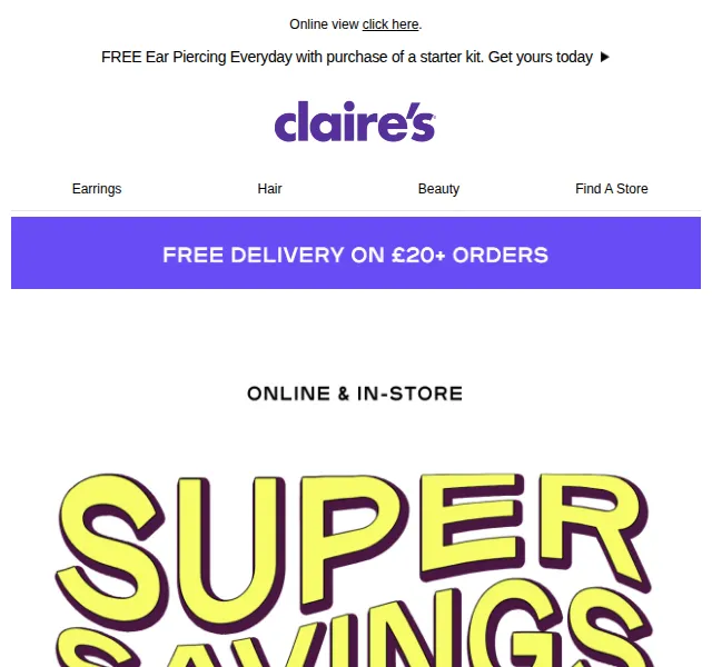 Claire's: extra 20% sleva – červen 2026 | Nuslet.cz