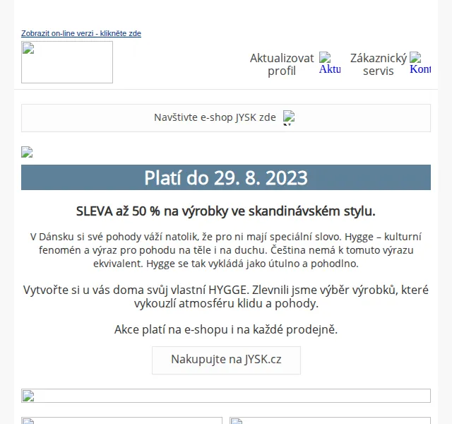 JYSK: Hygge sleva až 50 % – červen 2026 | Nuslet.cz