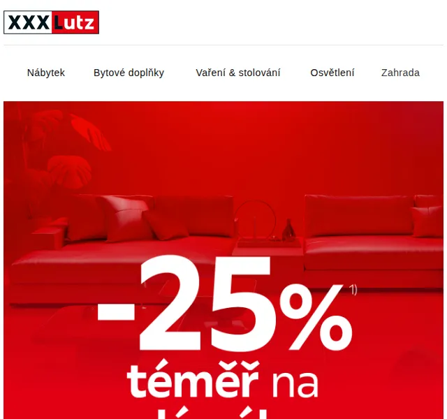 XXXLutz: 25 % sleva na nábytek a doplky – září 2026