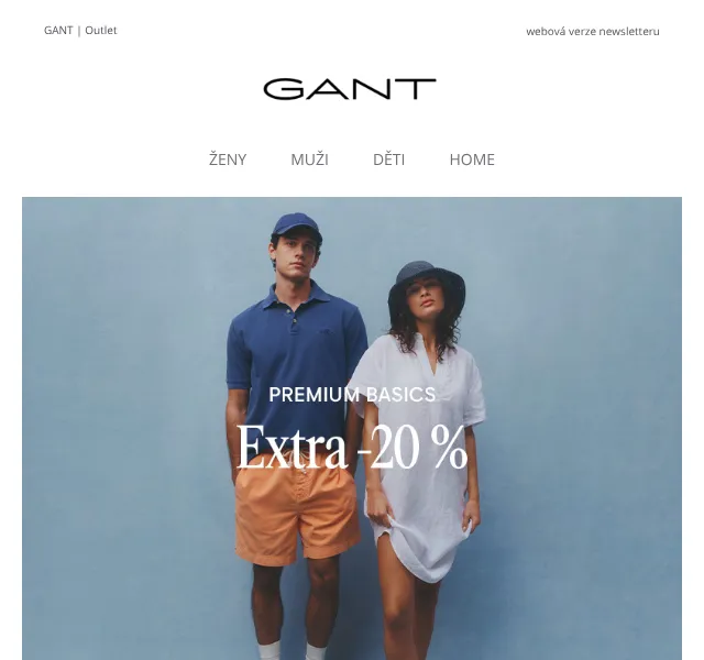 GANT: Extra -20 % na zlevněné zboží – srpen 2026 | Nuslet.cz