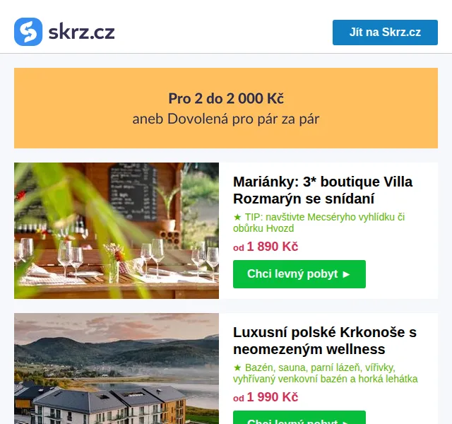 Skrz: Dovolená a wellness pobyty od 990 Kč – červenec 2026 | Nuslet.cz