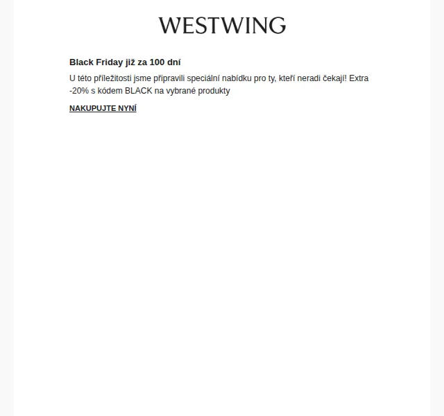 Westwing: Black Friday -20% na vybrané produkty – červen 2026 | Nuslet.cz