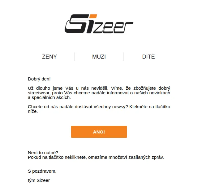 Sizeer: Reaktivace odběru – červen 2026 | Nuslet.cz