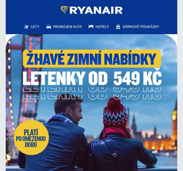 Ryanair: Zimní letenky od 549 Kč – červenec 2026 | Nuslet.cz
