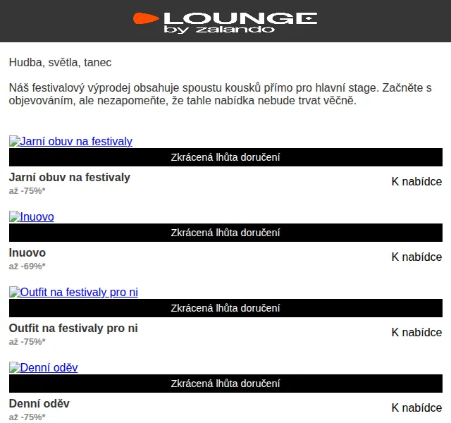 Lounge by Zalando: festivalová móda až -75 % – červen 2026 | Nuslet.cz