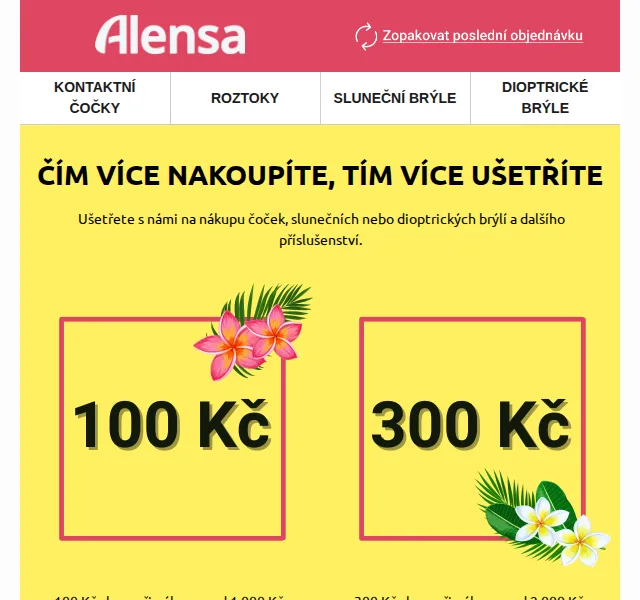 Alensa: Sleva 100 Kč nebo 300 Kč na čočky a brýle – červen 2026 | Nuslet.cz