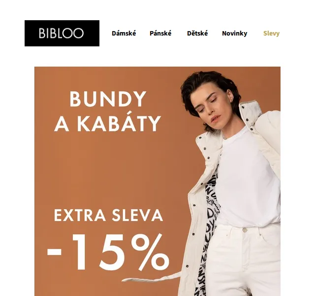 BIBLOO: Extra 15% sleva na hřejivé bundy a kabáty – červen 2026 | Nuslet.cz