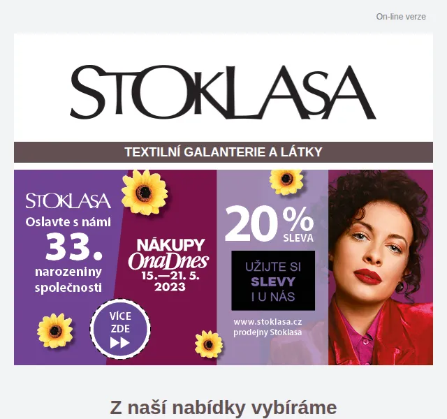 Stoklasa: Sleva až 40 % na textilní galanterii – červen 2026 | Nuslet.cz