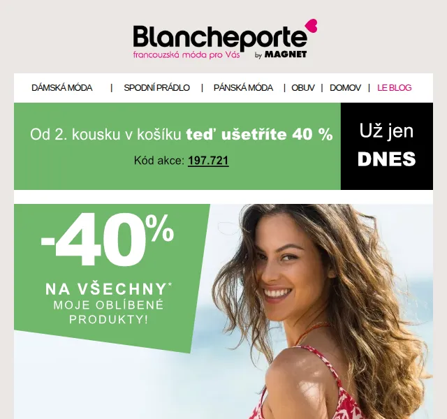 Blancheporte: -40 % od 2. produktu – červen 2026 | Nuslet.cz