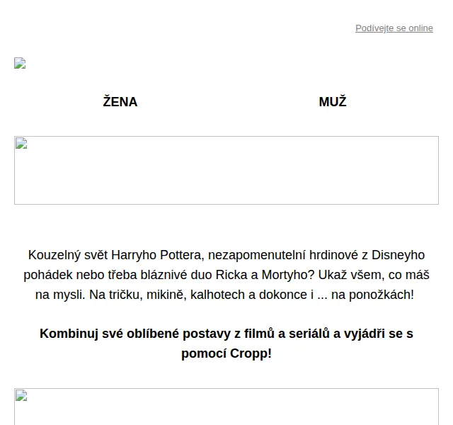 Cropp: Harry Potter, Disney, Rick a Morty na oblečení – červen 2026 | Nuslet.cz