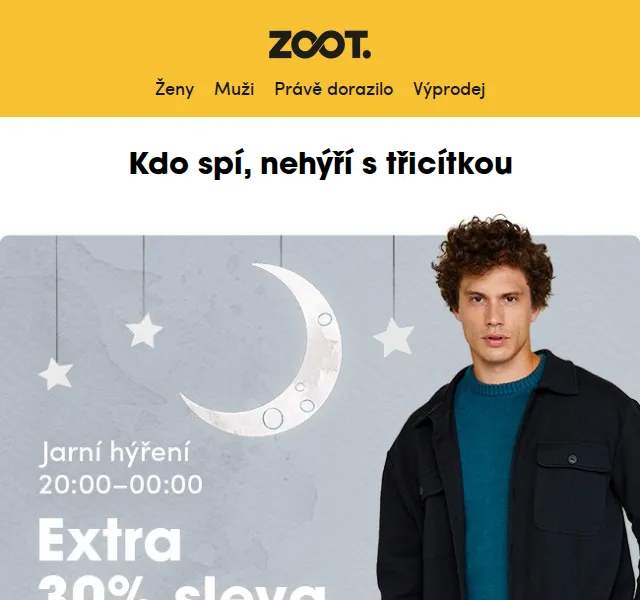 ZOOT: Noční sleva 30 % na vše – červen 2026 | Nuslet.cz
