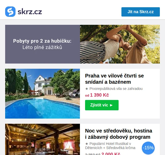 Vánoce na Skrz: Pobyty do 2000 Kč – červen 2026 | Nuslet.cz