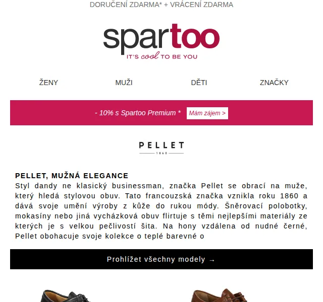 Spartoo: Doručení zdarma Pellet, Fred Perry aj. – červen 2026 | Nuslet.cz