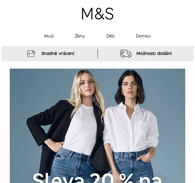 Marks and Spencer: 20% sleva na denim – červen 2026 | Nuslet.cz