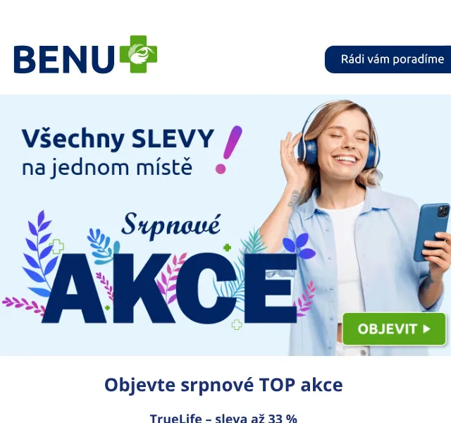 BENU E-shop: TrueLife, Mixsoon, Vichy – srpen 2026 | Nuslet.cz