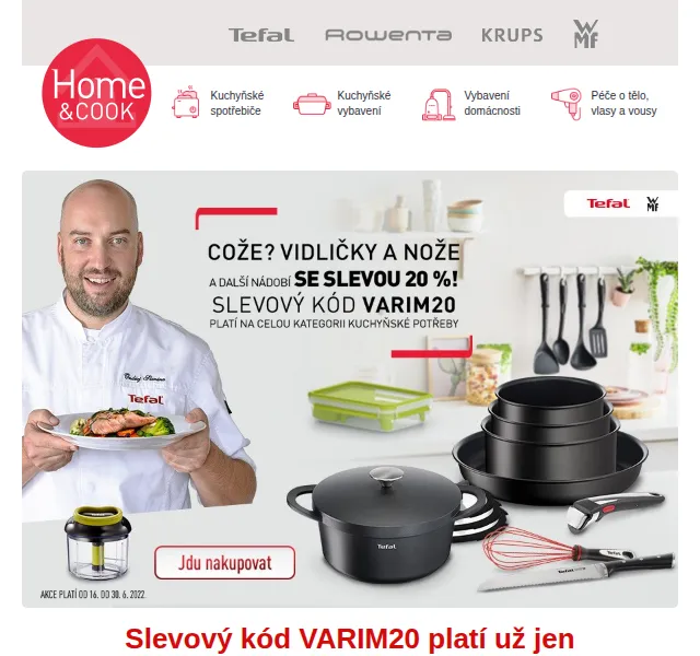 Home & Cook: 20% sleva na nádobí Tefal a WMF – červen 2026 | Nuslet.cz