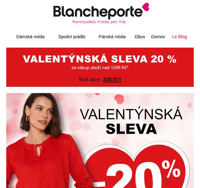 Blancheporte: Valentýnská sleva -20 % – březen 2026 | Nuslet.cz