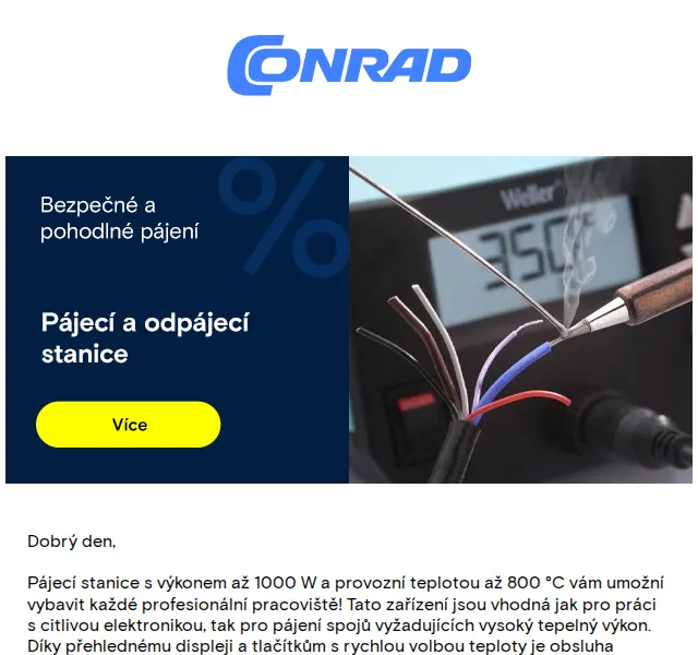 Conrad Electronic: Pájecí stanice TOOLCRAFT se slevou až 22 % – červen 2026 | Nuslet.cz