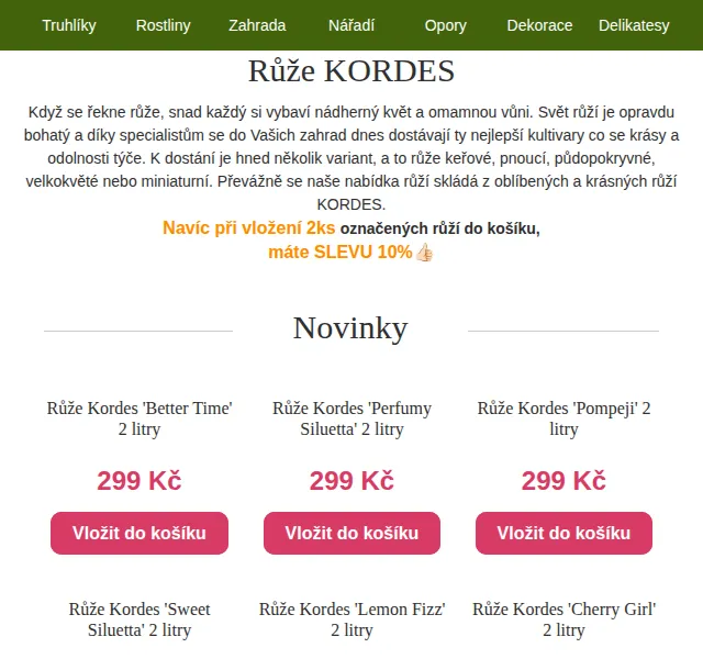 Truhlíkov.cz: Růže KORDES se slevou 10 % – červen 2026 | Nuslet.cz