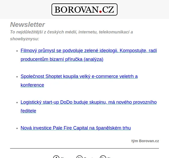 Aleš Borovan: Filmový průmysl, DoDo, Shoptet – červen 2026 | Nuslet.cz