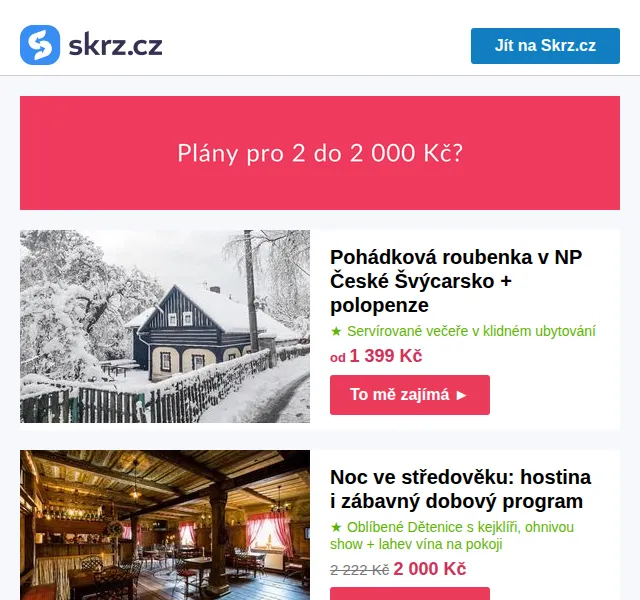 Vánoce na Skrz: pobyty do 2 000 Kč – červen 2026 | Nuslet.cz