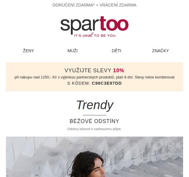 Spartoo.cz: 10% sleva na béžové odstíny – duben 2026