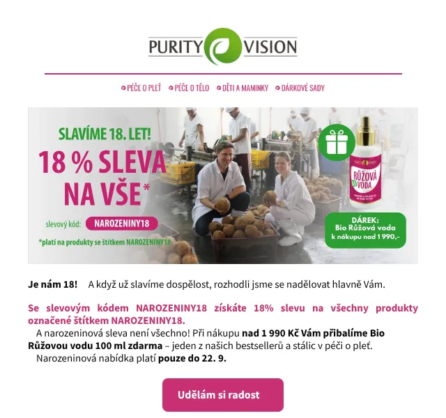 PURITY VISION: -18 % sleva + dárek – září 2026