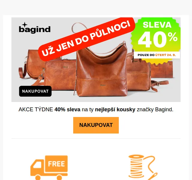 Bagind: sleva 40 % na vybrané kousky – červen 2026 | Nuslet.cz