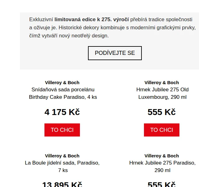 Potten & Pannen: Villeroy & Boch Jubilee 275 – červen 2026 | Nuslet.cz