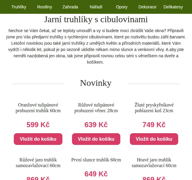 Truhlíkov.cz: Jarní truhlíky s cibulovinami a umělé dekorace – červen 2026 | Nuslet.cz