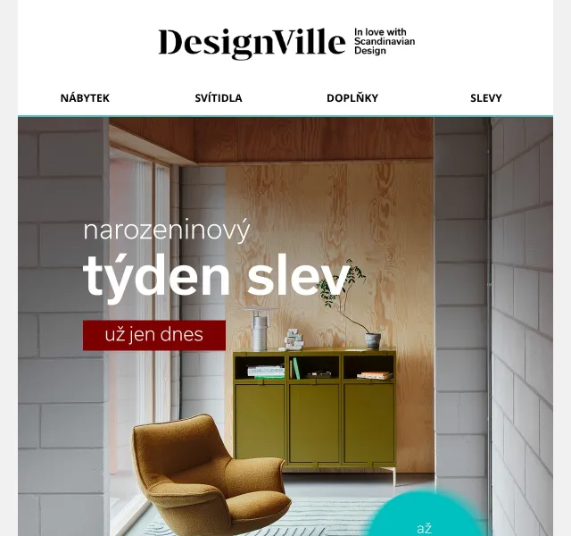 DesignVille: Až 20 % sleva – nábytek, svítidla, doplňky – červen 2026