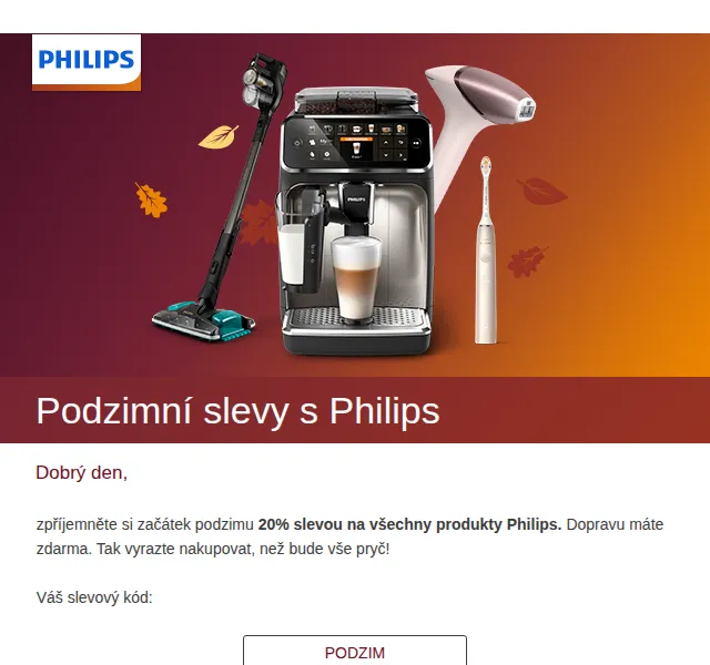 Philips: Sleva 20 % na vše a doprava zdarma – červen 2026 | Nuslet.cz