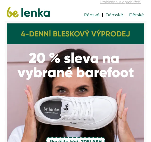Be Lenka: 20% sleva na barefoot boty – duben 2026 | Nuslet