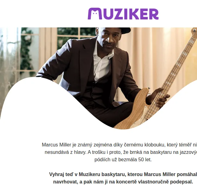Muziker: Vyhrajte baskytaru s podpisem Marcuse Millera – červen 2026 | Nuslet.cz