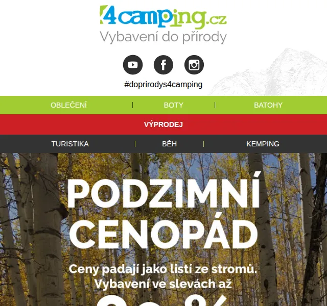 4camping.cz: podzimní cenopád se slevami až 65 % – červenec 2026 | Nuslet.cz