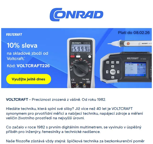 Conrad Electronic: VOLTCRAFT slevy 5–33 % – červen 2026 | Nuslet.cz
