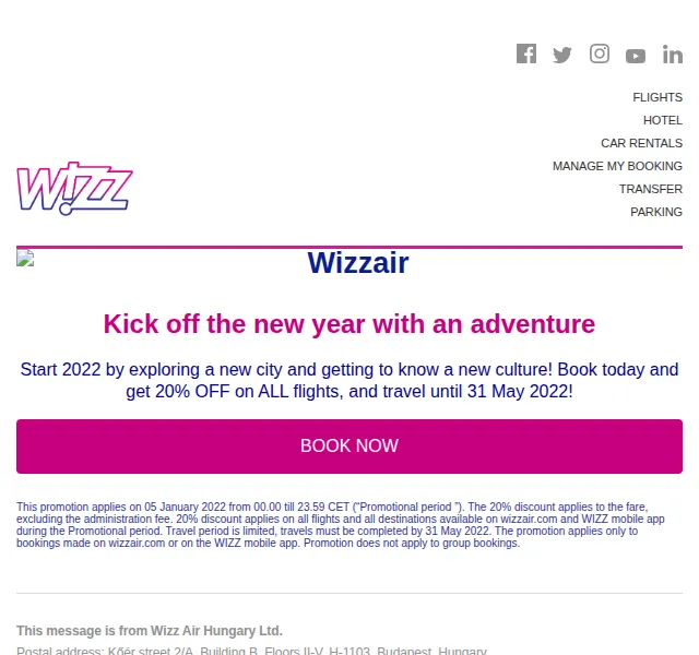 Wizz Air: sleva 20 % na všechny letenky – červen 2026 | Nuslet.cz
